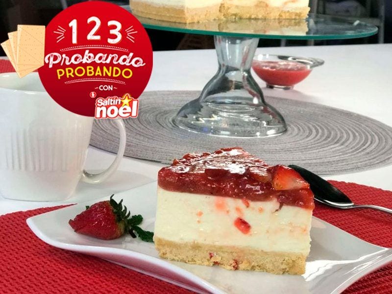 Receta cheesecake de fresas Saltín Noel
